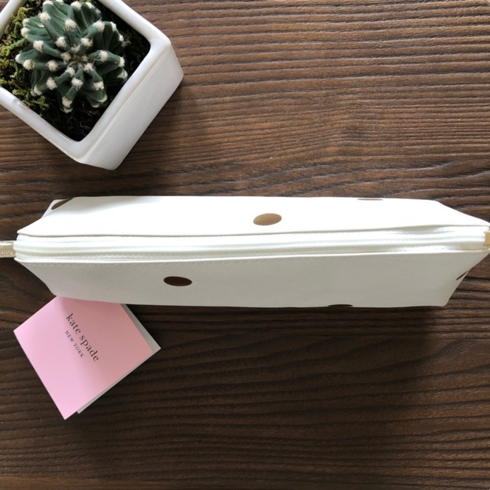 NWT Kaye Spade Gold Dot Pencil Case